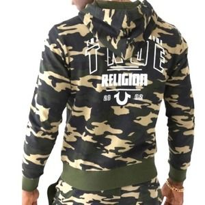 True Religion Camo Hoodie Zip up Jacket Y2K 90’s Retro Streetwear Trendy NWT XXL